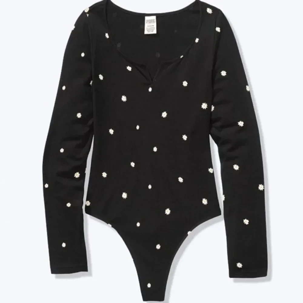 Victorias Secret Pink Long Sleeve Bodysuit Daisy